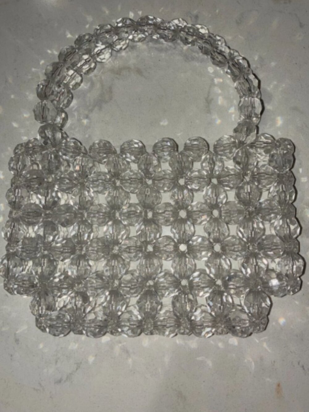 Clear Bead Acrylic Crystal Handbag Purse 90s Y2K Retro Round Handle